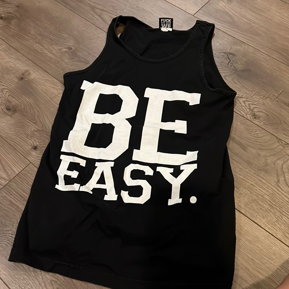Small “Be Easy” black and white tank